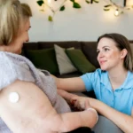 Patient recovering from PCL surgery with diabetes care.